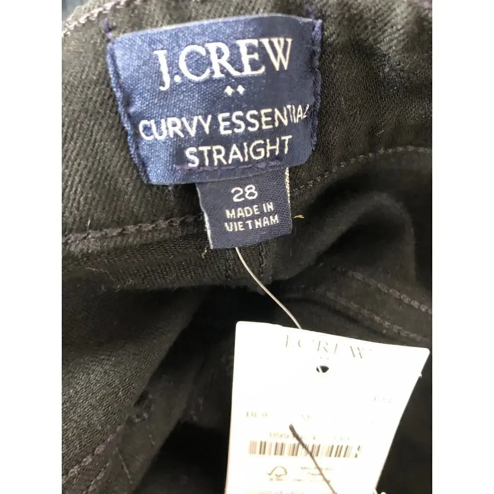 J. Crew Factory Curvy Essential Jeans Straight Leg All-Day Stretch Black NWT 28